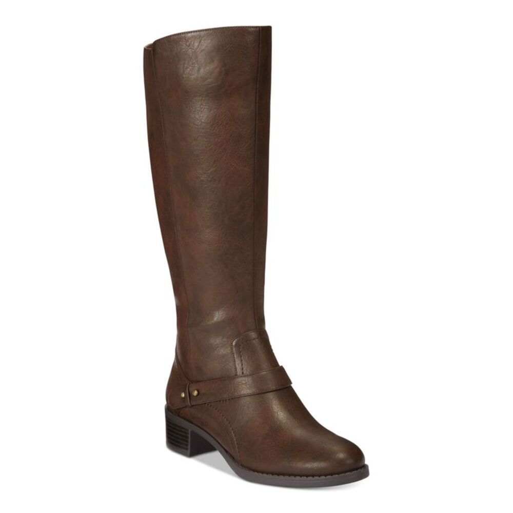 EASY STREET Womens Brown InZippered Gusset Strap Jewel Riding Boot 9.5 M
